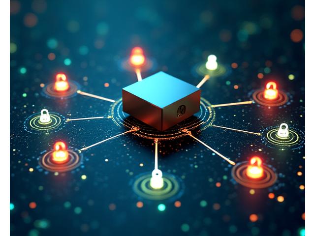 Close-up of a secure network diagram showing a printer connected with encryption and firewalls, symbolizing data protection