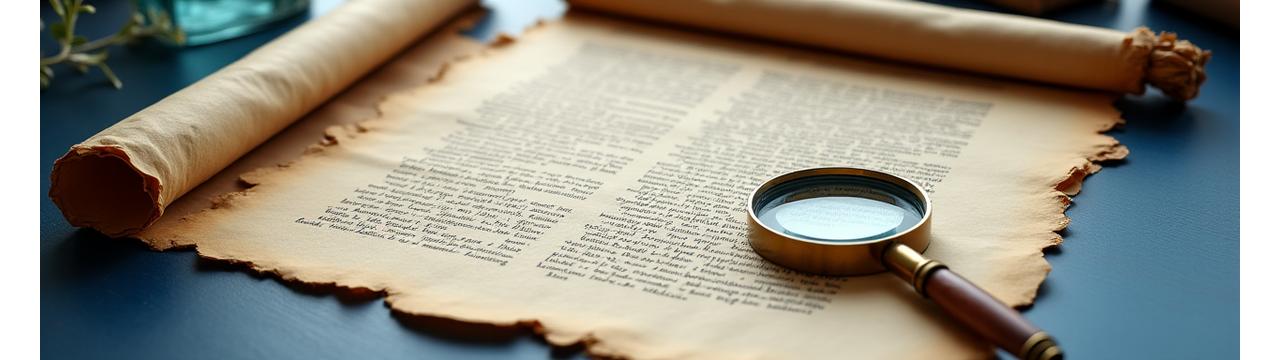 Open scroll with legal text and a magnifying glass, symbolizing careful review of terms