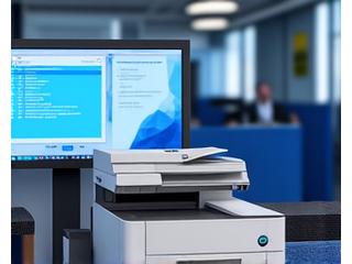 Modern professional office with advanced printing infrastructure