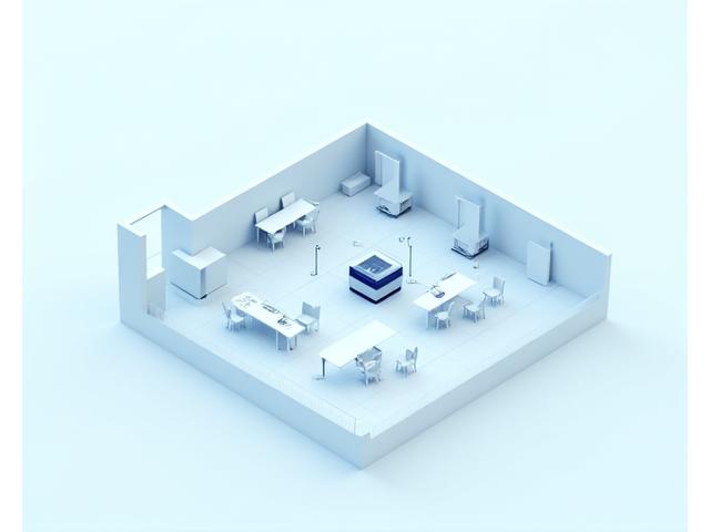 Overhead view of an optimized small office layout with printer placement highlighted