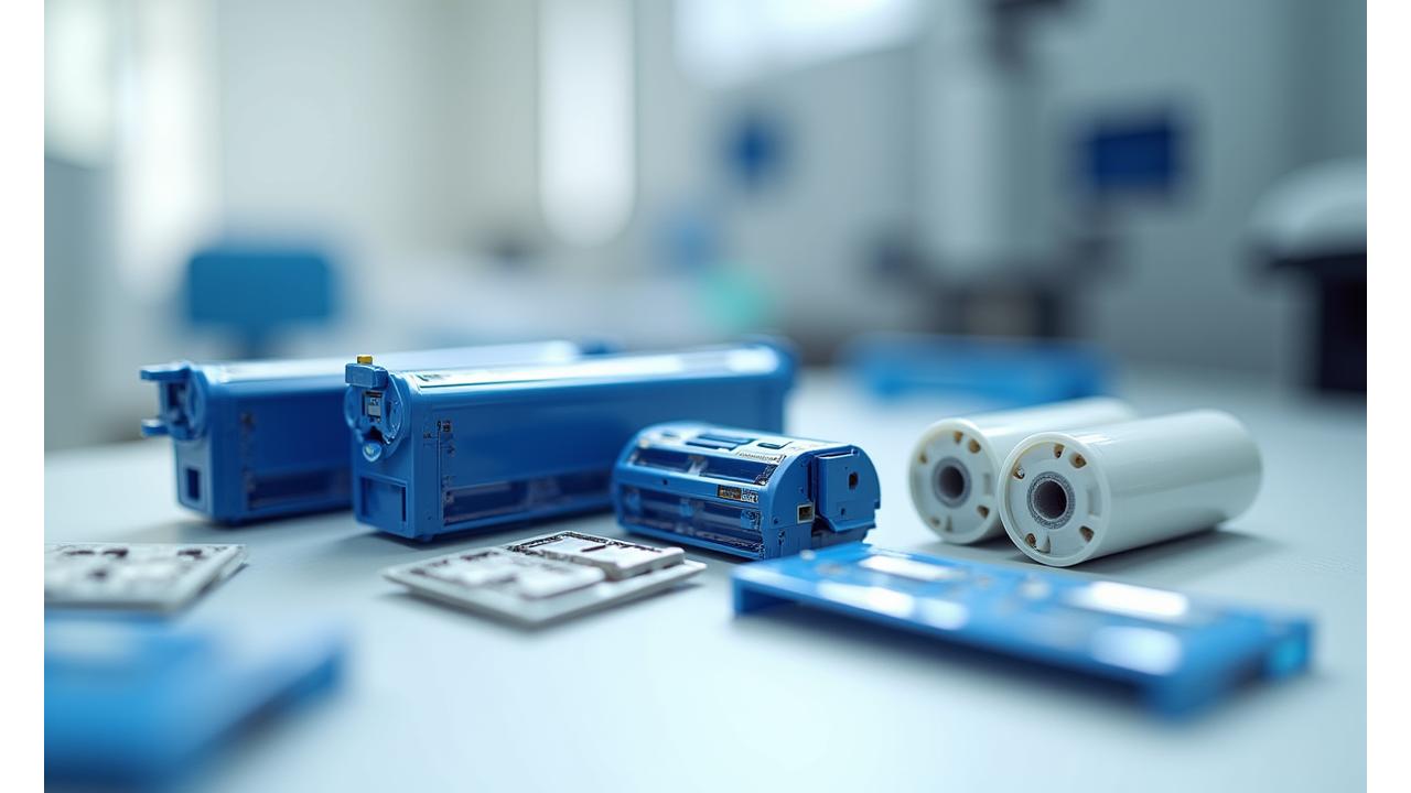 Assortment of genuine HP, Epson, and Brother printer parts laid out neatly on a clean technical surface, displaying quality and precision.