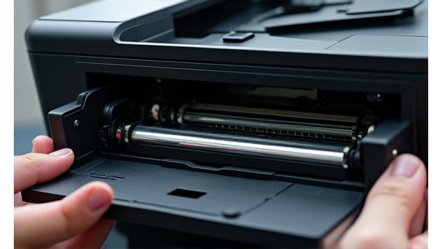 Thumbnail of a video guide demonstrating how to replace the drum unit in a Brother laser printer.