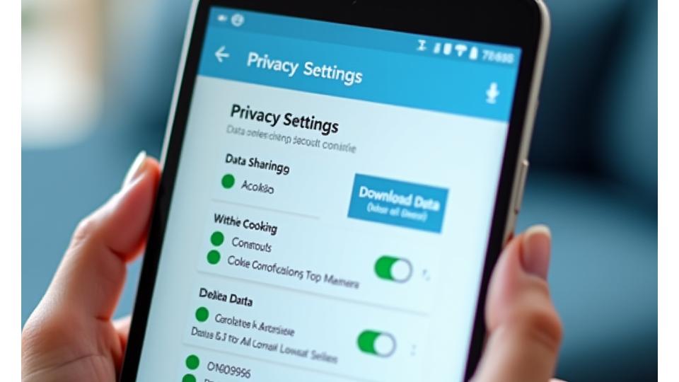 A user interface showing privacy settings with toggles and options for data control.