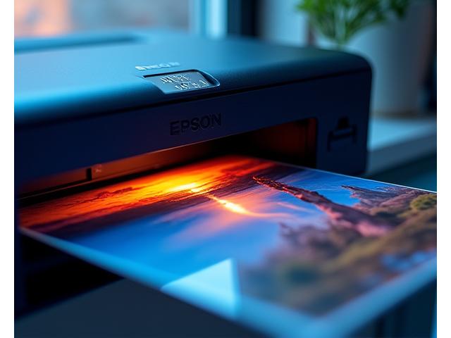 Epson Expression Photo printer printing a vibrant photograph