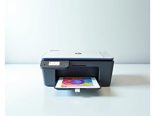 HP Color LaserJet Pro M255dw printer displaying vibrant colors on its control panel.