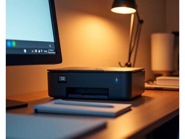 Compact HP LaserJet P1102w printer on a desk next to a laptop.