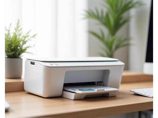 HP OfficeJet Pro 8025e printer, in a home office setting, printing a document.